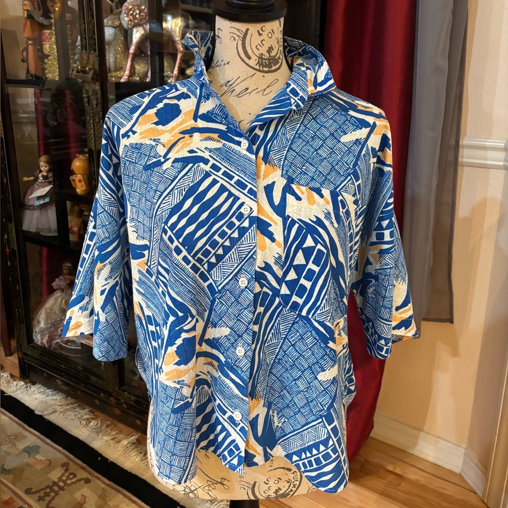 Vintage Jessica Scott Abstract Print Button Down Shirt